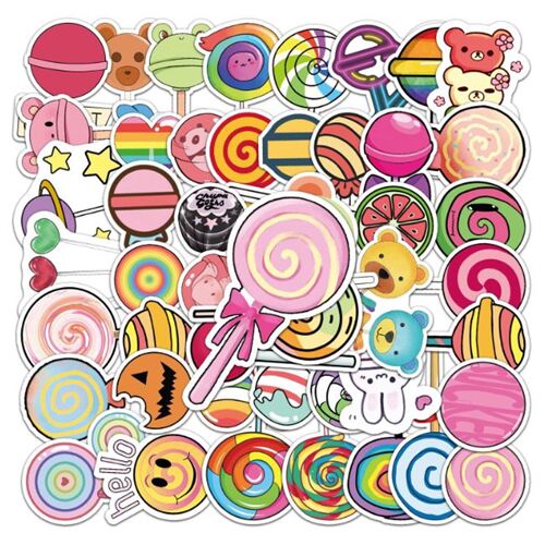 50 pcs unique lollipops sweets sticker designs confectionery diecut 5