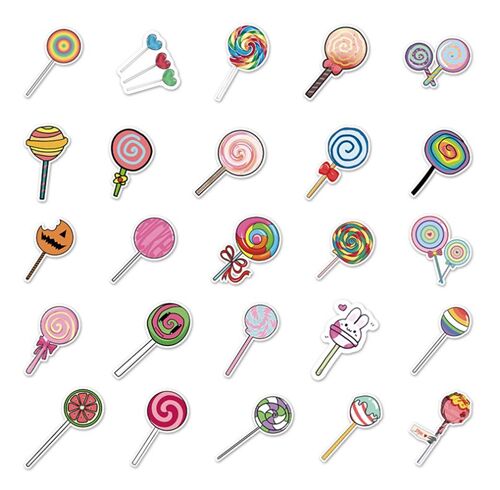 50 pcs unique lollipops sweets sticker designs confectionery diecut 6