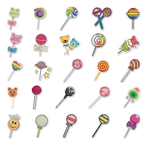 50 pcs unique lollipops sweets sticker designs confectionery diecut 7