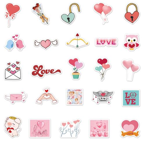 50 troqueles de escamas �nicos, lindos dise�os rosas, corazones, paquete de pegatinas de San Valent� 7
