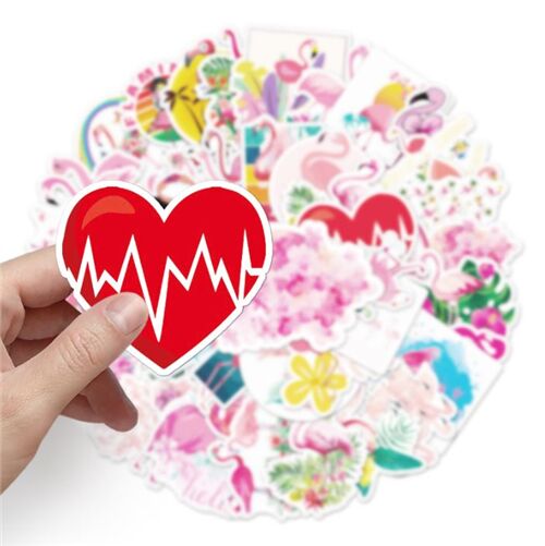 50 unique stickers per pack cute flamingo bird theme 2