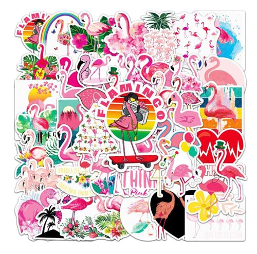 50 unique stickers per pack cute flamingo bird theme 5