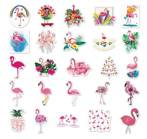 50 unique stickers per pack cute flamingo bird theme 6