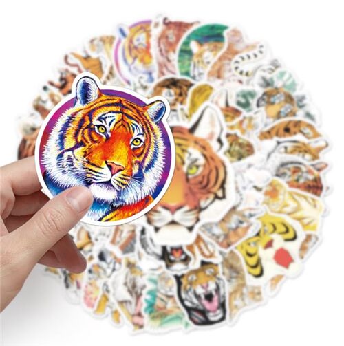 Pacchetto di adesivi fustellati con 50 disegni unici di tigri con personaggi di animali selvatici 2