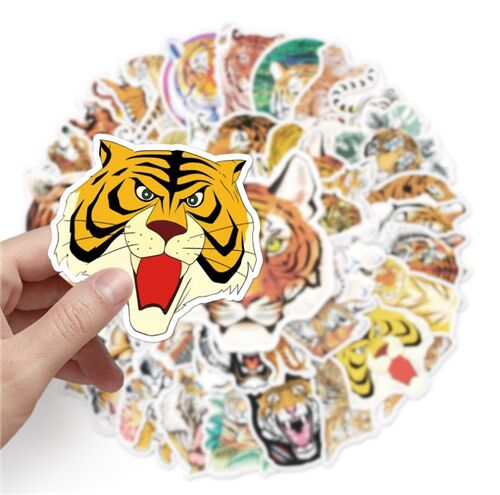 Pacchetto di adesivi fustellati con 50 disegni unici di tigri con personaggi di animali selvatici 3