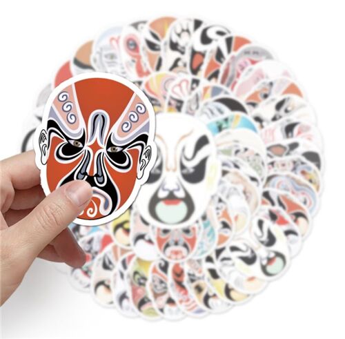 59 einzigartige kulturelle Designs, chinesische Opernmasken, gestanzte Aufkleberpackung 2