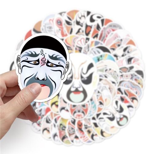 59 einzigartige kulturelle Designs, chinesische Opernmasken, gestanzte Aufkleberpackung 3