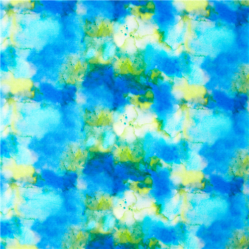 Motif de fleurs de tissu de pensées abstraites bleu vert aquarelle Tissu