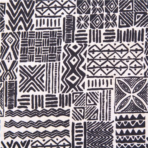African patterns black white cotton fabric Michael Miller US Fabric
