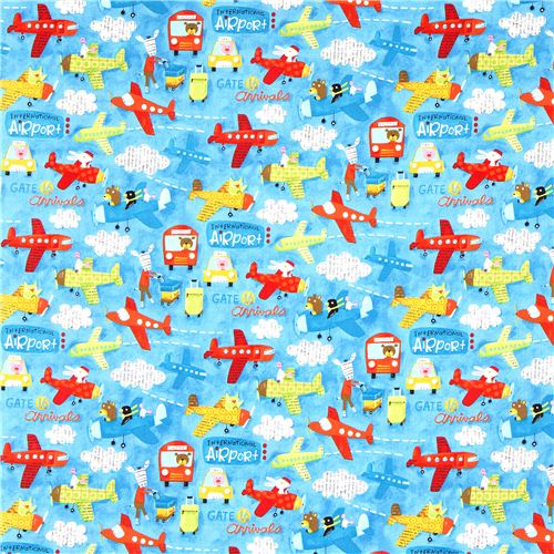 Airport airplane canvas designer fabric by Nancy Wolff 2