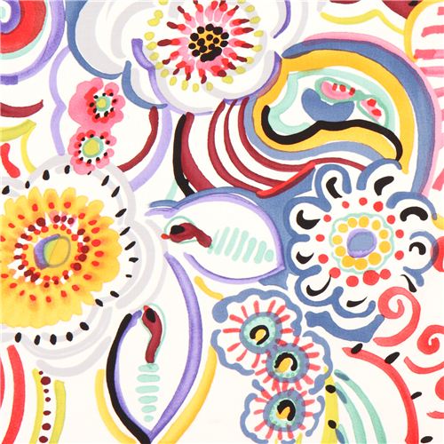 Tissu d'Alexander Henry  grandes fleurs Talavera Swirl Tissu