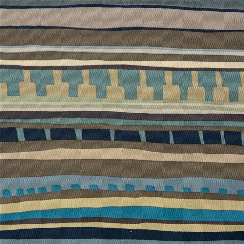 Tissu Oxford lourd bleu et taupe avec des rayures et des bandes Tissu
