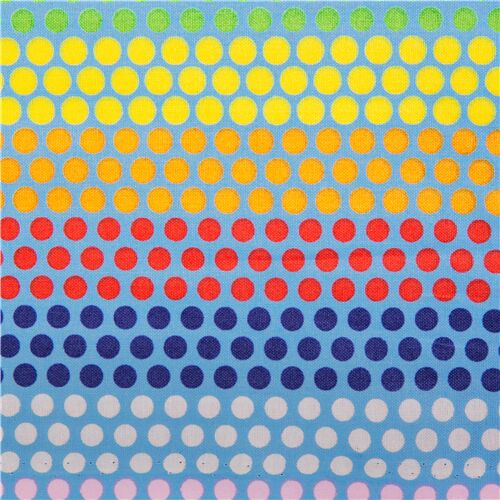 Bleu Coloré À Pois Et Rayures Arc-En-Ciel Tissu