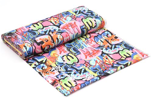Stoffrest (50 x 112 cm) - Bunter Stoff mit Graffiti von Alexander Henry 4