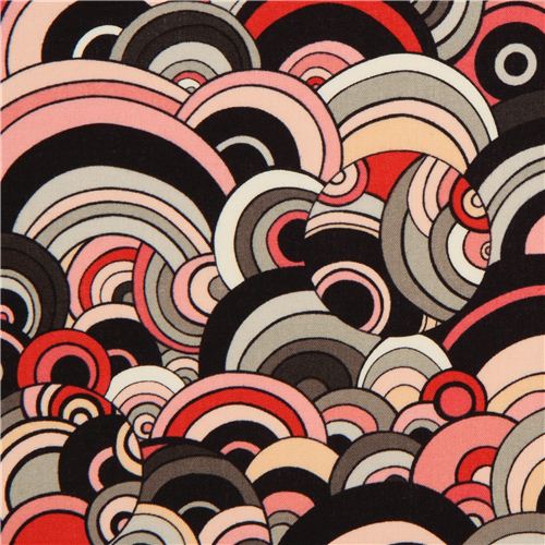 Tissu Alexander Henry avec des cercles et bulles gris-rose Tissu