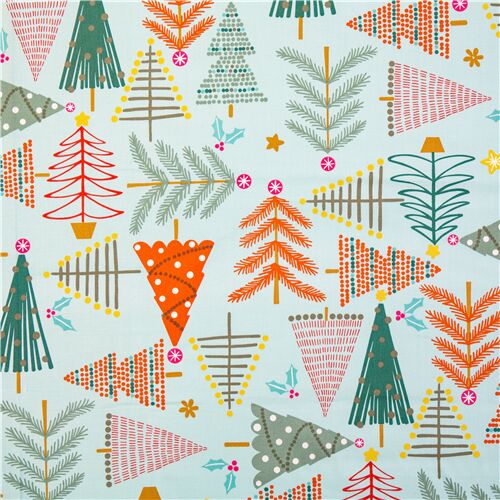 Holiday Pines Colourful Christmas Trees Fabric