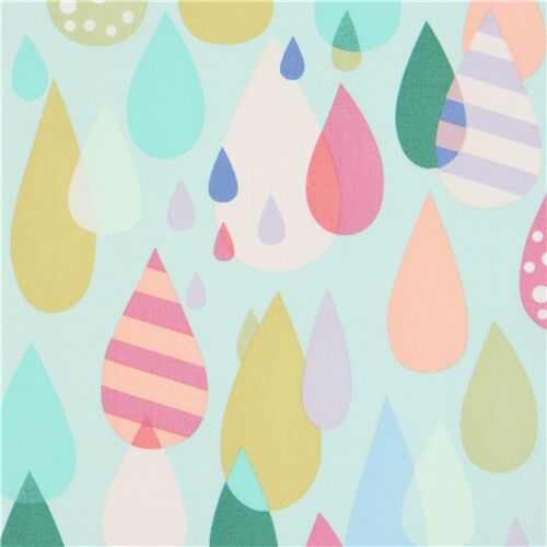 tessuto verde menta laminato gocce colorate Alexander Henry Tessuto