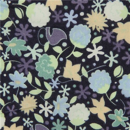 Navy Ditsy Print with Small Flowers and Leaves Fabric