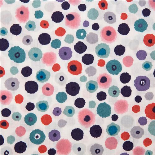 tessuto fiori tondi rosa cotone lawn Tessuto