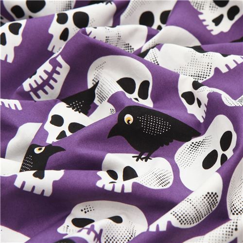 Fat Quarter (50 x 56 cm) - Alexander Henry purple skull and crow fabric 4