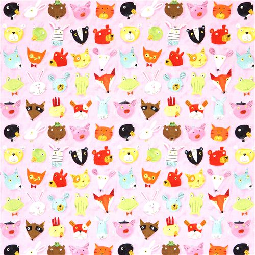 Animal heads canvas designer fabric by Nancy Wolff 2