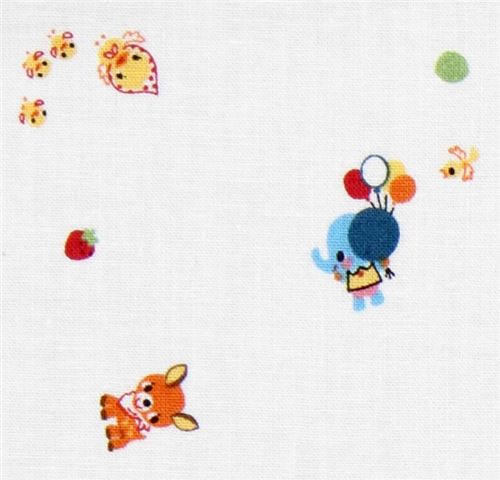 Animals pink checker Kokka fabric Japan kawaii 0.5m 6