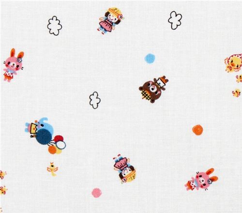 Animals pink checker Kokka fabric Japan kawaii 0.5m 7