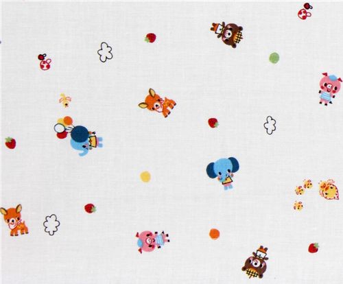 Animals pink checker Kokka fabric Japan kawaii 0.5m 8