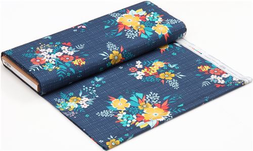 Remnant (14 x 109 cm) - Art Gallery Fabrics dark blue flower pattern 3