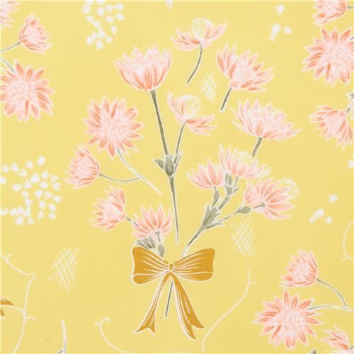 Fat Quarter (50 x 54 cm) - Tela de flores de Art Gallery Fabrics en amarillo con lazos