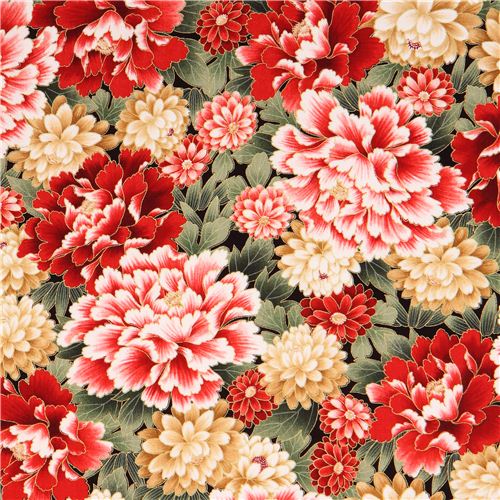 Asian Traditions Vintage Asia flower fabric by Robert Kaufman Fabric