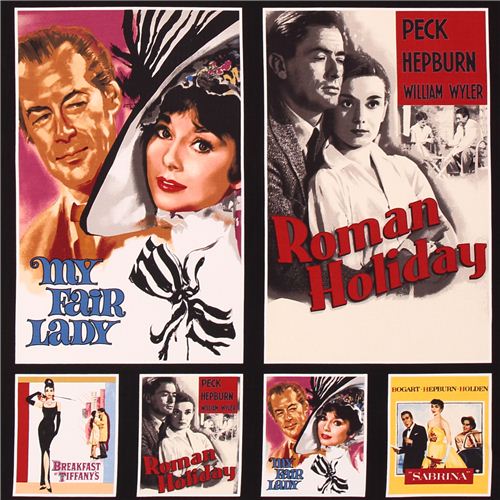 Tissu Robert Kaufman Hollywood Icons, films, Audrey Hepburn Tissu