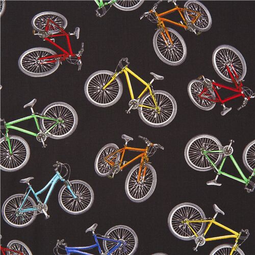 Bicycle fabric sports gear on black by Timeless Treasures USA Fabric