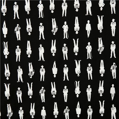 Tela negra algodón silueta blanca persona Tela
