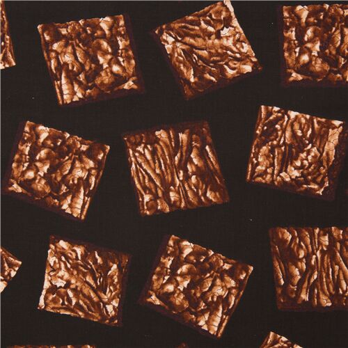 Schwarzer Stoff mit Brownies Dessertstoff Stoff