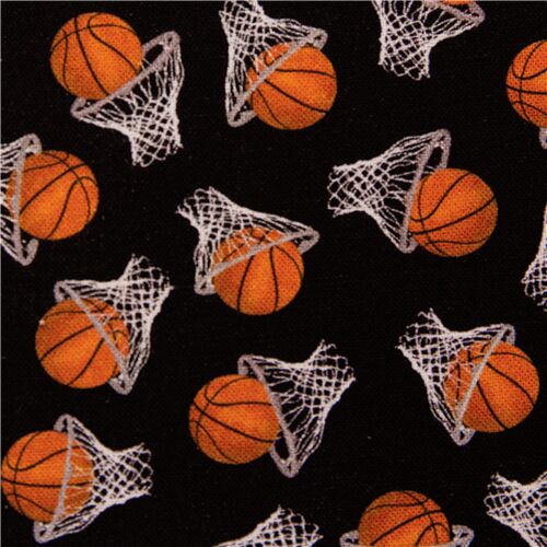 tessuto nero mini palloni basket canestri Tessuto