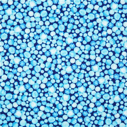 Blaue dichte Punkteblasen auf schwarzem Baumwollstoff Stoff