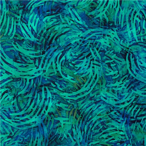 Blue green teal swirls blender fabric by Quilting Treasures Fabric