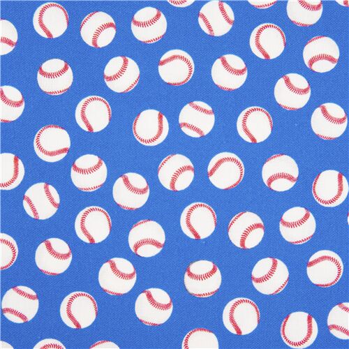 Blauer Sportstoff weie rote Baseballs Stoff