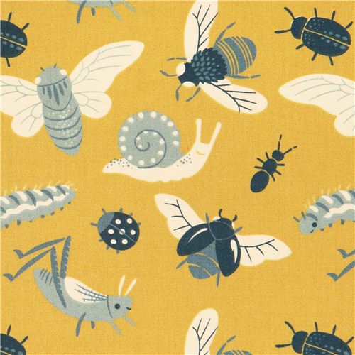 Bugs Gold insect bug animal birch organic fabric from the USA Fabric