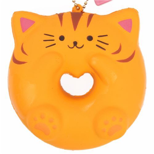 Cafe Sakura brown stripe cat donut squishy charm kawaii
