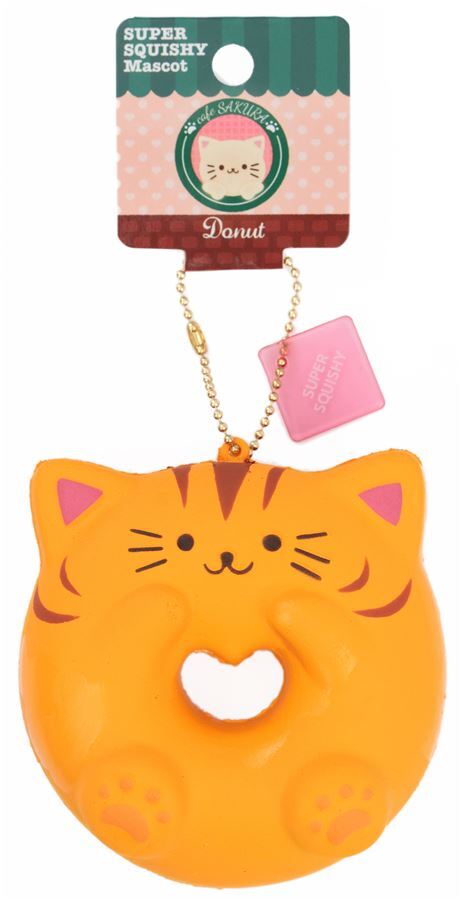 Cafe Sakura brown stripe cat donut squishy charm kawaii 4