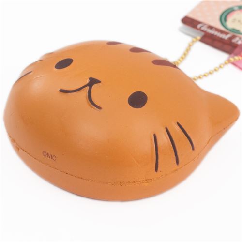 Cafe Sakura cat face brown with stripes bread bun squishy charm 3