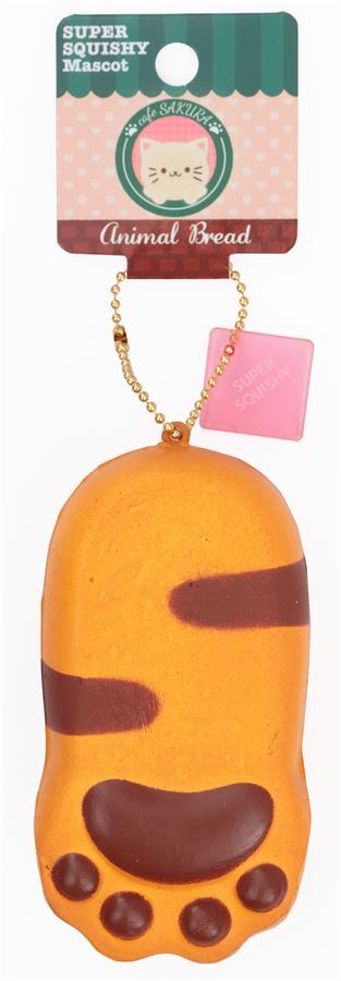 Cafe Sakura cat paw brown stripe bread bun squishy charm kawaii 4