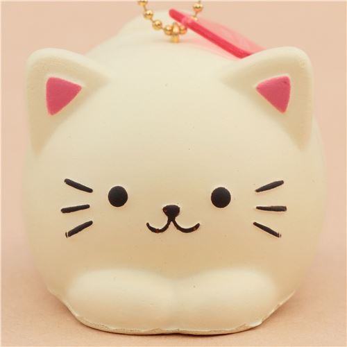 Squishy-Anhänger Brötchen cremefarbene Katze von Cafe Sakura