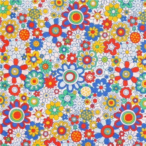 Tissu Carnaby St Liberty Fabrics avec des fleurs hippie joyeuses multicolores Tissu
