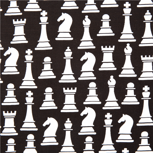 Tissu noir avec pices d'checs USA en coton Tissu
