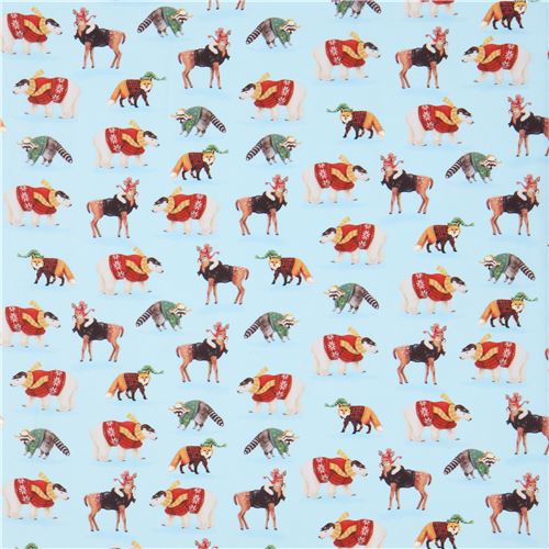 Remnant 47 cm - Christmas animal fabric by Robert Kaufman 2
