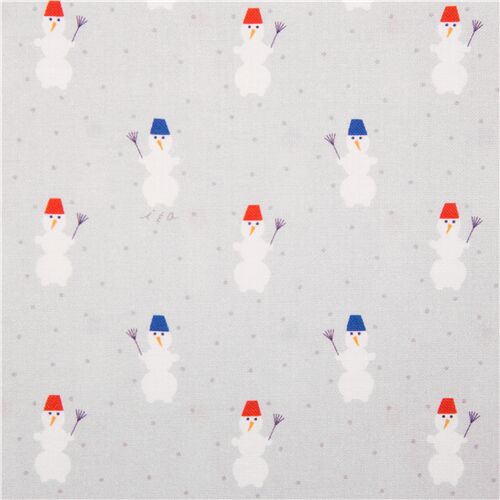 Wintertime Joy Snowmen Christmas Dots Fabric