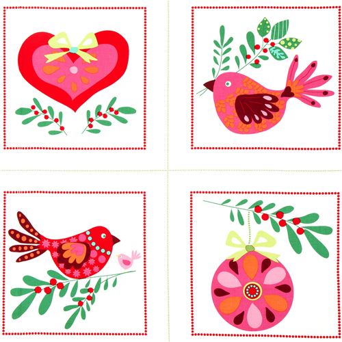 Christmas fabric bird pear tree ball par Michael Miller 2